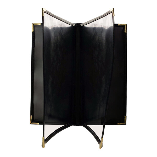 H. Risch, Inc. Rattan 4 1/4" x 11" Customizable Desert 6-View Menu Cover with Black Trim - 25/Case