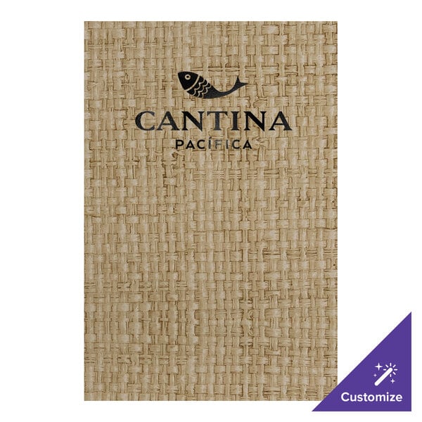 H. Risch, Inc. Rattan 5 1/2" x 8 1/2" Customizable Desert 2-View Menu Cover - 25/Case