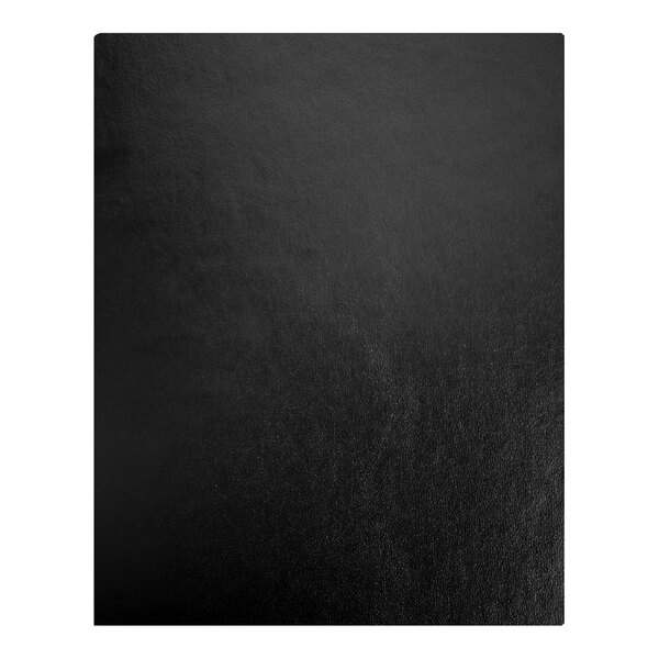 A black leather presentation cover sized 8.5 x 11 inches.