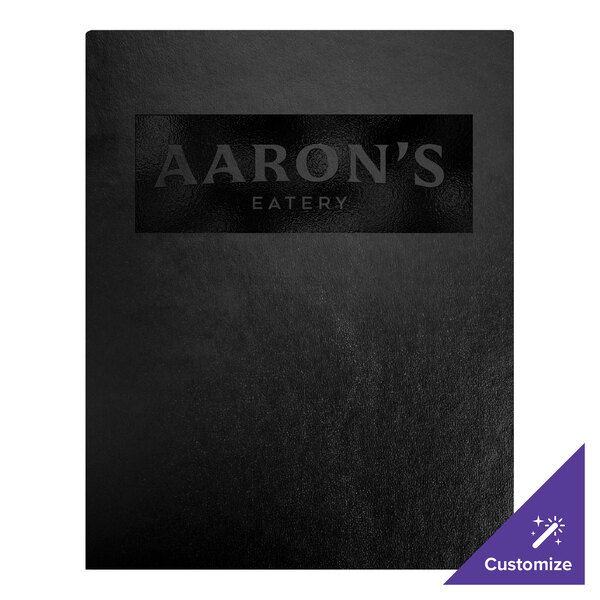 H. Risch, Inc. Augusta 8 1/2" x 11" Customizable Oakmont Black Menu Cover with Screwposts - 25/Case