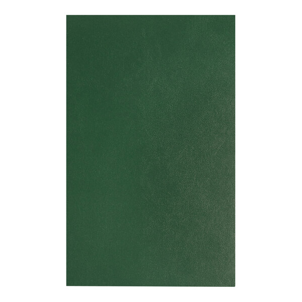 A green leather binder with floating hinge and screwposts, sized 5.5 x 8.5 inches.