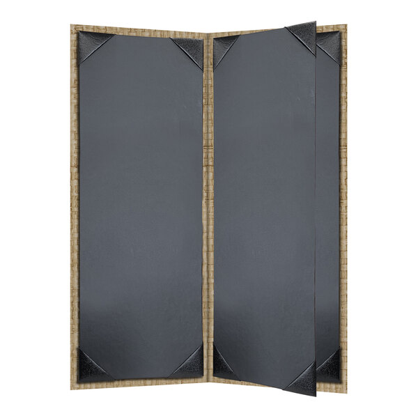 H. Risch, Inc. Rattan 4 1/4" x 11" Customizable Desert 4-View Menu Cover - 25/Case