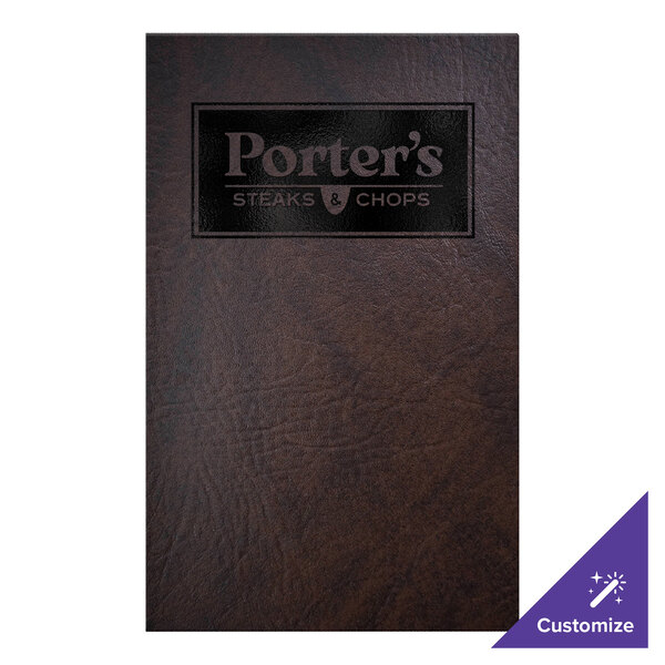 H. Risch, Inc. Augusta 8 1/2" x 14" Customizable Harley Brown Menu Cover with Screwposts - 25/Case