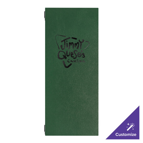H. Risch, Inc. Augusta 4 1/4" x 11" Customizable Oakmont Green Menu Cover with Eyelets - 25/Case