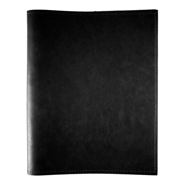 H. Risch, Inc. Genuine Leather 8 1/2" x 11" Customizable Black Portfolio Menu Cover - 25/Case