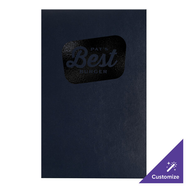 H. Risch, Inc. Augusta 5 1/2" x 8 1/2" Customizable Oakmont Blue Menu Cover with Screwposts - 25/Case