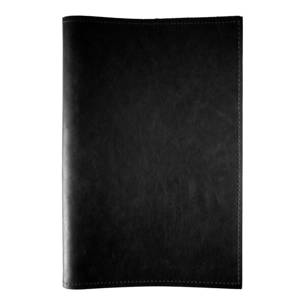 H. Risch, Inc. Genuine Leather 5 1/2" x 8 1/2" Customizable Black Portfolio Menu Cover - 25/Case