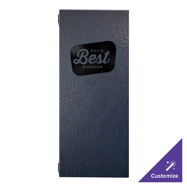 H. Risch, Inc. Augusta 4 1/4" x 11" Customizable Harley Navy Menu Cover with Eyelets - 25/Case
