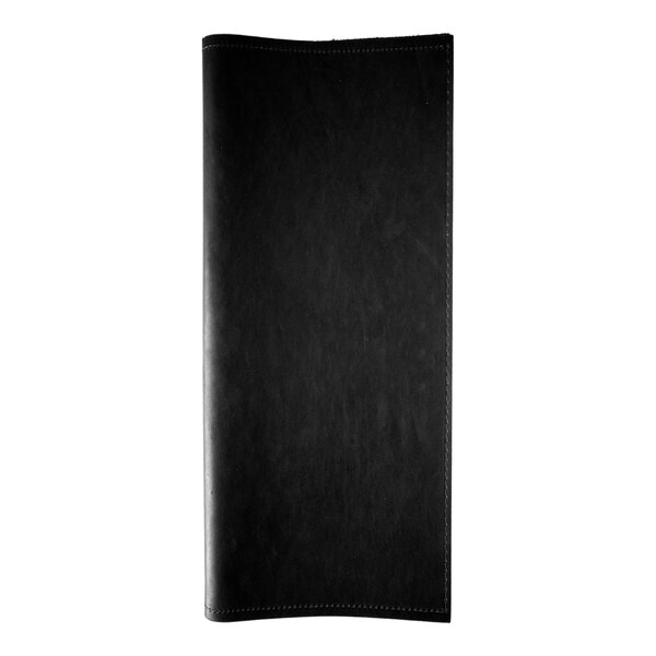 H. Risch, Inc. Genuine Leather 4 1/4" x 11" Customizable Black Portfolio Menu Cover - 25/Case