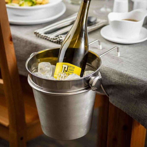 TableCraft 4.5 Qt. Stainless Steel Wine Bucket with Knob Handles 12930
