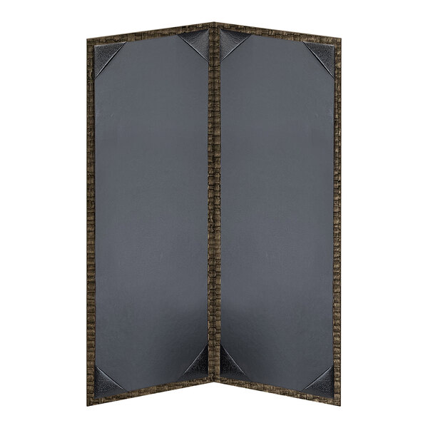 A double-panel, unpadded rattan mocha display board with two sections and a dark border.