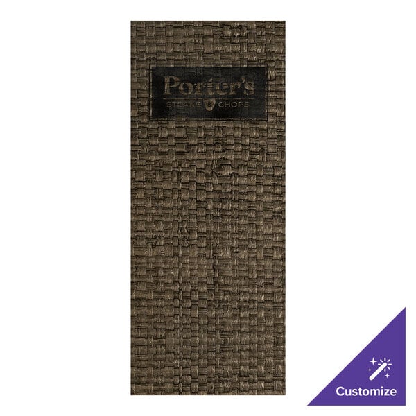 H. Risch, Inc. Rattan 4 1/4" x 11" Customizable Mocha 2-View Menu Cover - 25/Case