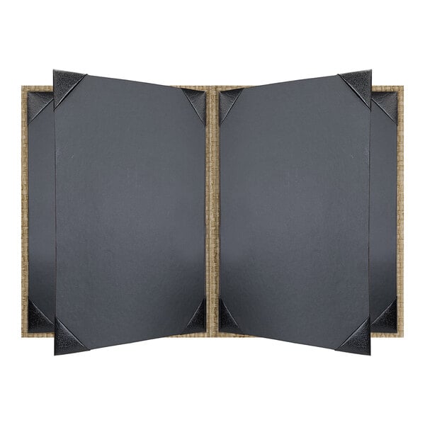 H. Risch, Inc. Rattan 8 1/2" x 11" Customizable Desert 6-View Menu Cover - 25/Case