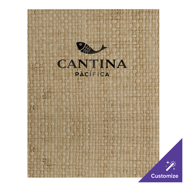 H. Risch, Inc. Rattan 8 1/2" x 11" Customizable Desert 6-View Menu Cover - 25/Case