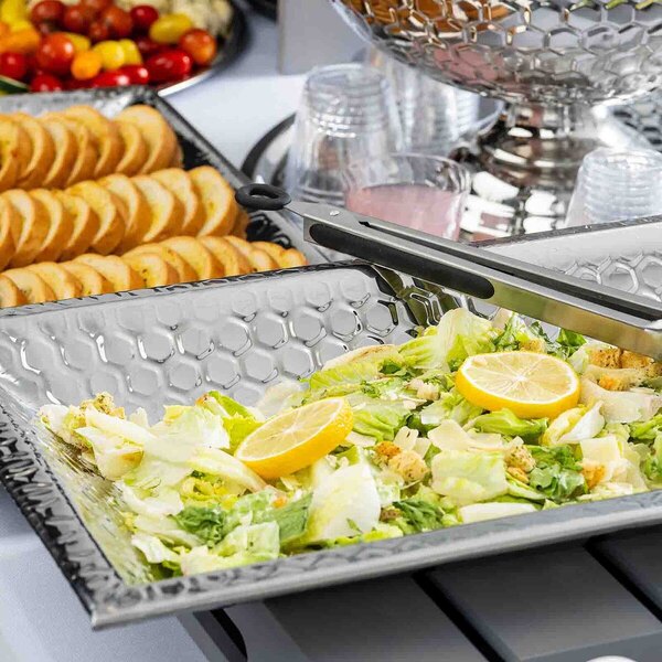TableCraft Hive Collection 14 Qt. Rectangular Honeycomb Stainless Steel Serving Bowl