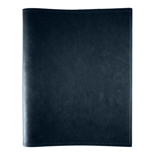 H. Risch, Inc. Genuine Leather 8 1/2" x 11" Customizable Blue 3-Ring Binder Menu Cover - 25/Case