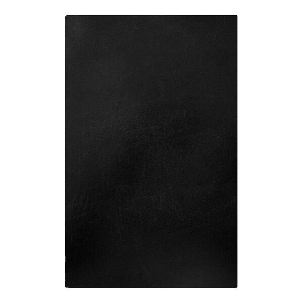 A black leather cover with a floating hinge and screwposts, sized 5.5 x 8.5 inches.