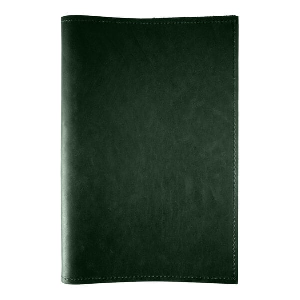 H. Risch, Inc. Genuine Leather 8 1/2" x 14" Customizable Green 3-Ring Binder Menu Cover - 25/Case