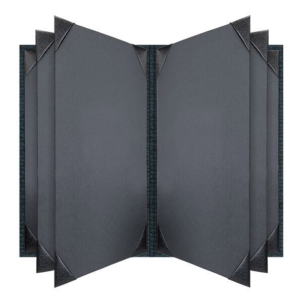 A customizable six-view menu cover with a rattan texture, designed to hold 8 1/2" x 14" pages.