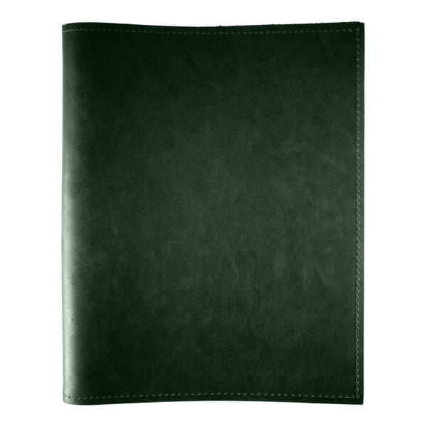 H. Risch, Inc. Genuine Leather 8 1/2" x 11" Customizable Green Portfolio Menu Cover - 25/Case