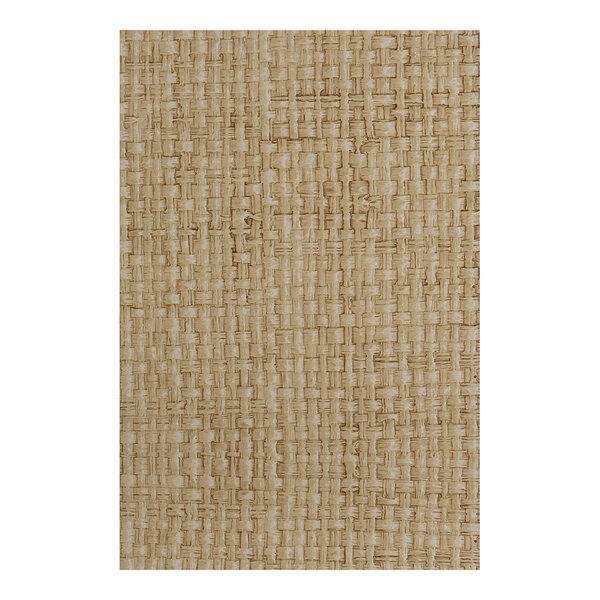A rectangular, woven rattan menu cover in a natural beige color.