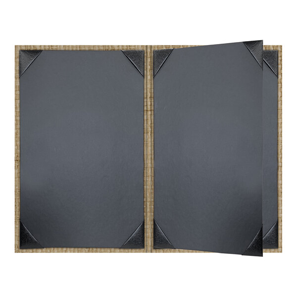 H. Risch, Inc. Rattan 5 1/2" x 8 1/2" Customizable Desert 4-View Menu Cover - 25/Case