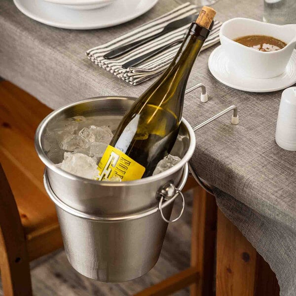 TableCraft 4.5 Qt. Stainless Steel Wine Bucket with Ring Handles 12929