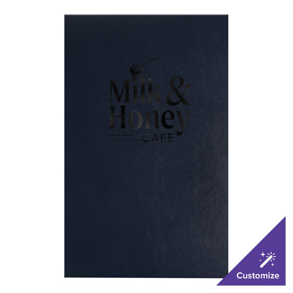 H. Risch, Inc. Augusta 8 1/2" x 14" Customizable Oakmont Blue Menu Cover with Screwposts - 25/Case