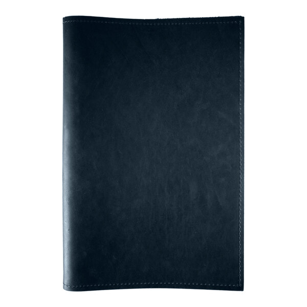 H. Risch, Inc. Genuine Leather 8 1/2" x 14" Customizable Blue Portfolio Menu Cover - 25/Case