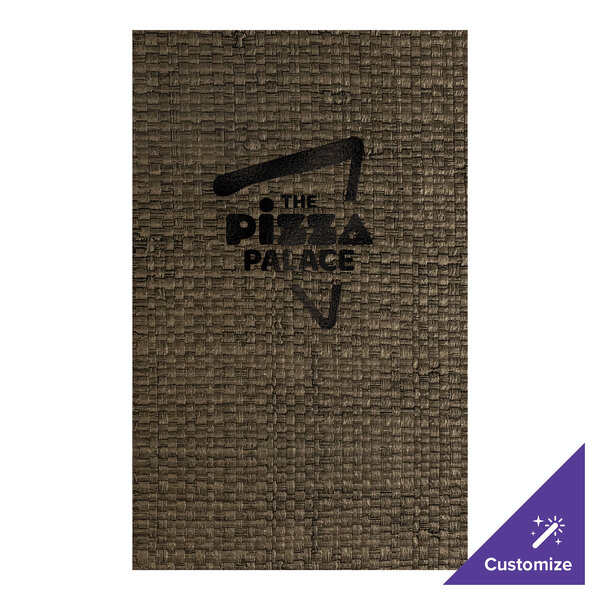H. Risch, Inc. Rattan 8 1/2" x 14" Customizable Mocha 4-View Menu Cover - 25/Case