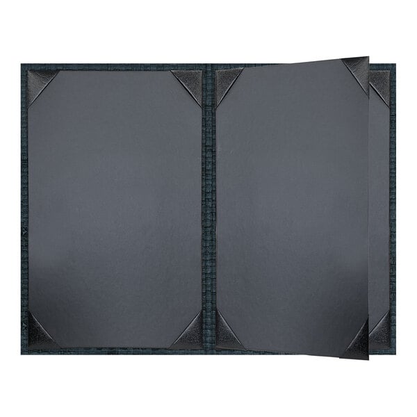 H. Risch, Inc. Rattan 5 1/2" x 8 1/2" Customizable Oxford 4-View Menu Cover - 25/Case