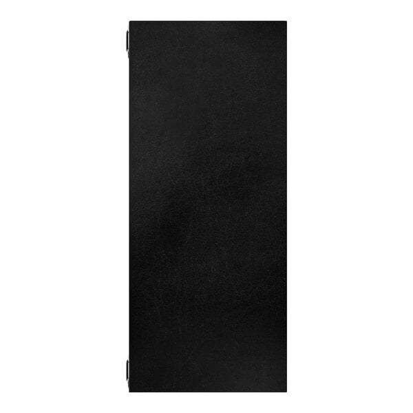 A rectangular black leather panel with four eyelets, designed to hold 8.5 x 11 inch paper using elastic barbs.