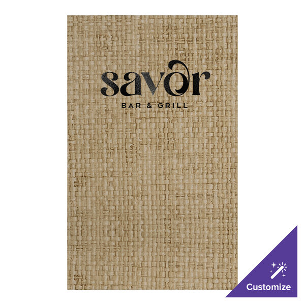 H. Risch, Inc. Rattan 8 1/2" x 14" Customizable Desert 2-View Menu Cover - 25/Case