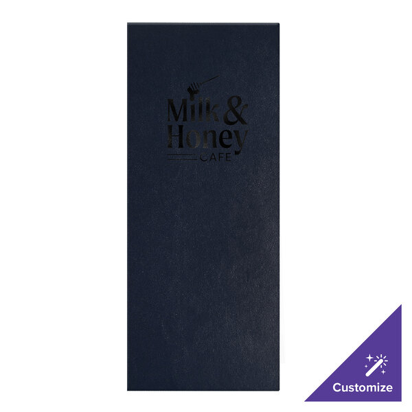 H. Risch, Inc. Augusta 4 1/4" x 11" Customizable Oakmont Blue Menu Cover with Screwposts - 25/Case