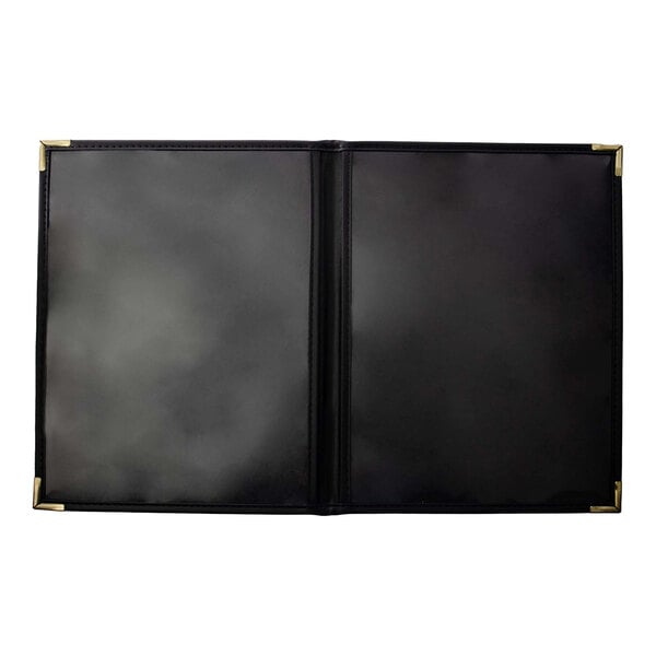 H. Risch, Inc. Rattan 8 1/2" x 11" Customizable Oxford 2-View Menu Cover with Black Trim - 25/Case