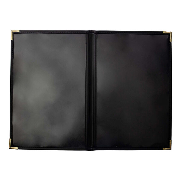 H. Risch, Inc. Rattan 8 1/2" x 14" Customizable Mocha 2-View Menu Cover with Black Trim - 25/Case