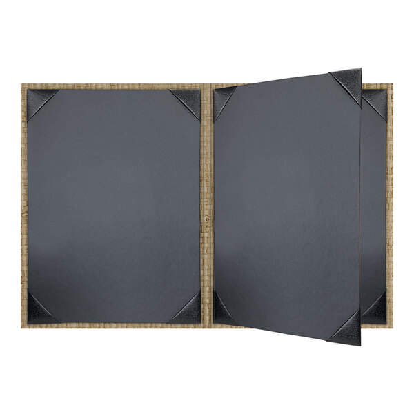 H. Risch, Inc. Rattan 8 1/2" x 11" Customizable Desert 4-View Menu Cover - 25/Case