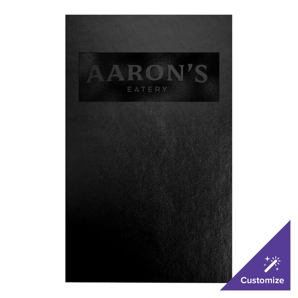 H. Risch, Inc. Augusta 5 1/2" x 8 1/2" Customizable Oakmont Black Menu Cover with Screwposts - 25/Case