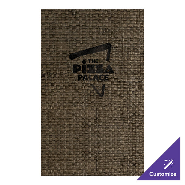 H. Risch, Inc. Rattan 8 1/2" x 14" Customizable Mocha 2-View Menu Cover - 25/Case