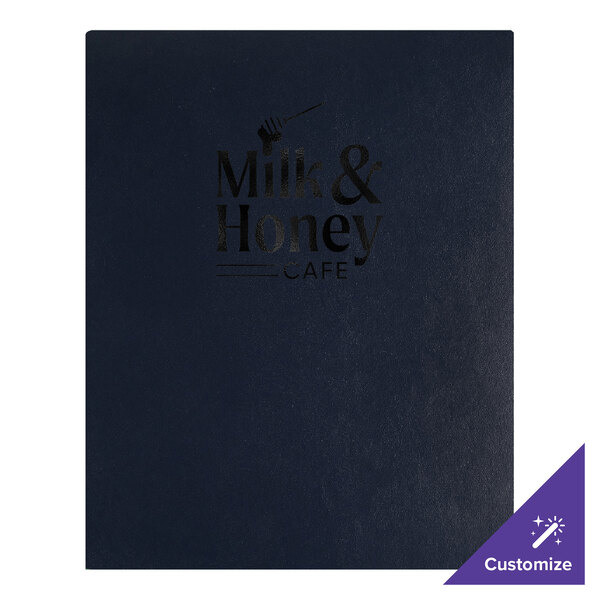 H. Risch, Inc. Augusta 8 1/2" x 11" Customizable Oakmont Blue Menu Cover with Screwposts - 25/Case