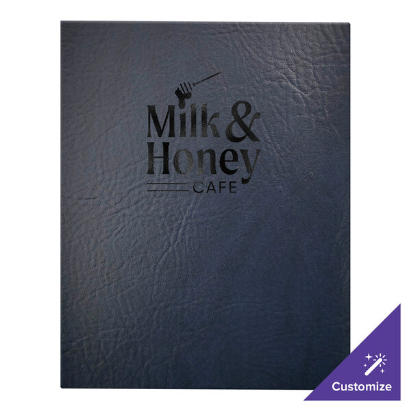 H. Risch, Inc. Augusta 8 1/2" x 11" Customizable Harley Navy Menu Cover with Screwposts - 25/Case
