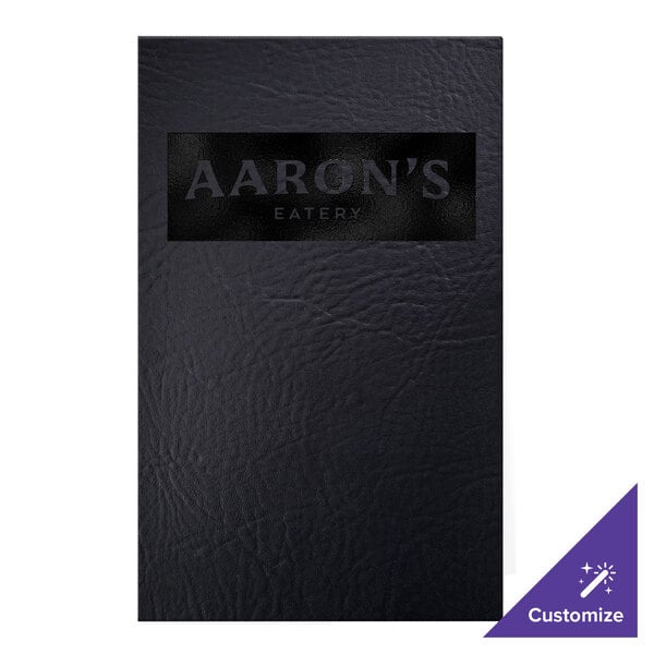 H. Risch, Inc. Augusta 8 1/2" x 14" Customizable Harley Black Menu Cover with Screwposts - 25/Case