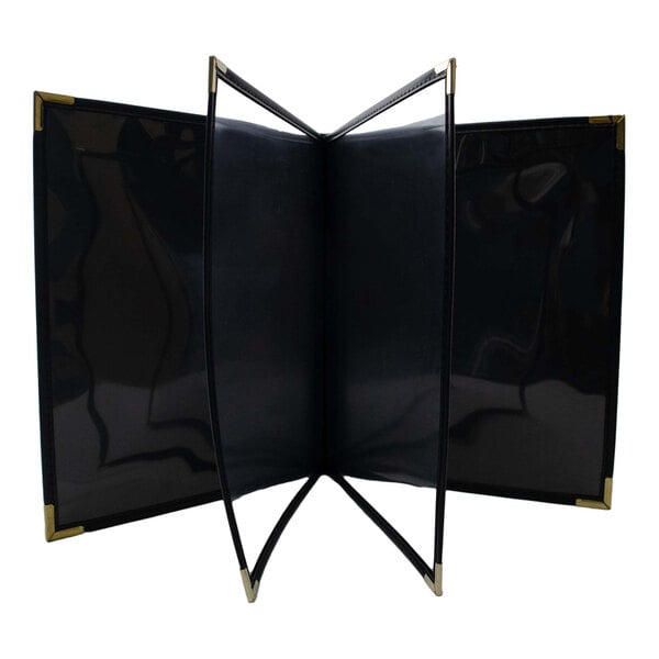 H. Risch, Inc. Rattan 8 1/2" x 11" Customizable Desert 6-View Menu Cover with Black Trim - 25/Case