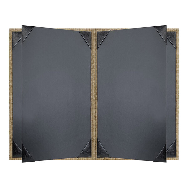 H. Risch, Inc. Rattan 5 1/2" x 8 1/2" Customizable Desert 6-View Menu Cover - 25/Case