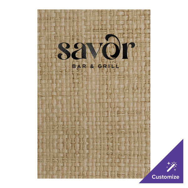 H. Risch, Inc. Rattan 5 1/2" x 8 1/2" Customizable Desert 6-View Menu Cover - 25/Case