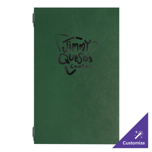 H. Risch, Inc. Augusta 5 1/2" x 8 1/2" Customizable Oakmont Green Menu Cover with Eyelets - 25/Case