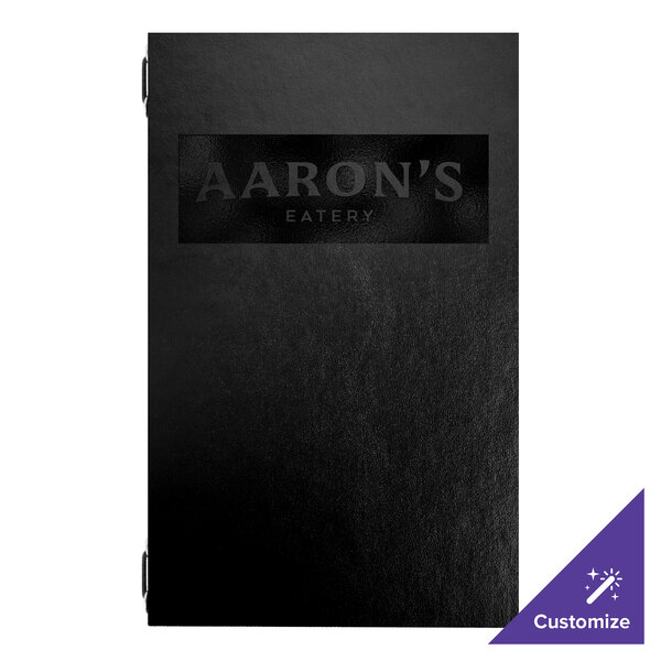 H. Risch, Inc. Augusta 5 1/2" x 8 1/2" Customizable Oakmont Black Menu Cover with Eyelets - 25/Case