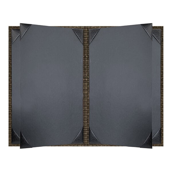 H. Risch, Inc. Rattan 5 1/2" x 8 1/2" Customizable Mocha 6-View Menu Cover - 25/Case