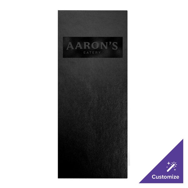 H. Risch, Inc. Augusta 4 1/4" x 11" Customizable Oakmont Black Menu Cover with Screwposts - 25/Case