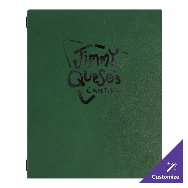 H. Risch, Inc. Augusta 8 1/2" x 11" Customizable Oakmont Green Menu Cover with Eyelets - 25/Case